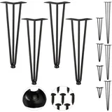 Relaxdays Hairpin Legs, mit 3 Streben, Metall, Haarnadel Tischbein für Hocker, Tisch & Schrank, 40 cm hoch, schwarz