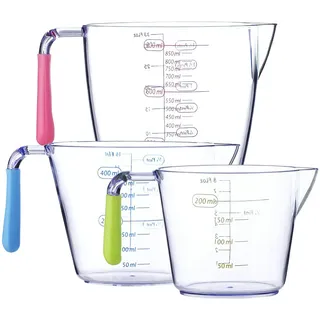 Intirilife 3er Pack Messbecher in Transparent - verschiedenen Größen zum Kochen Backen Abmessen