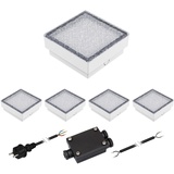 ledscom.de 5er-Set LED Pflasterstein CUS, IP67, 230V, 15x15x4cm, warmweiß