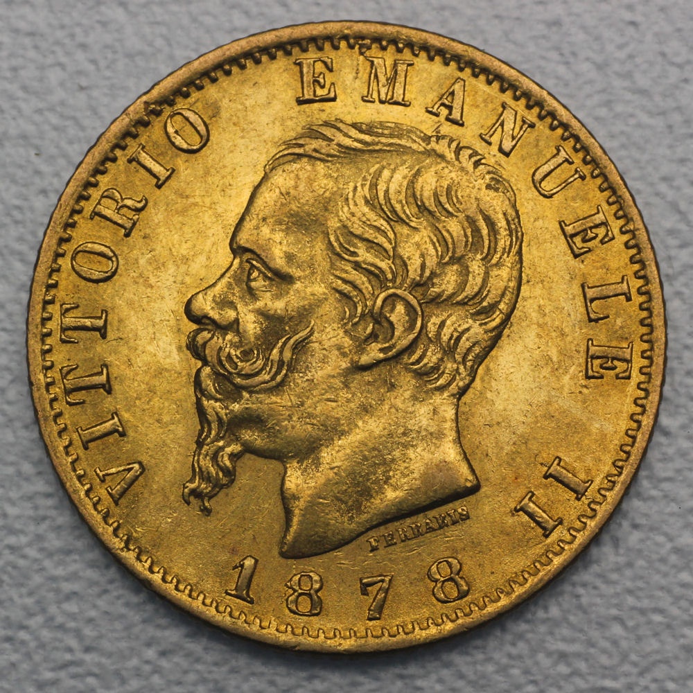Goldmünze 20 Lire/Vittorio Emanuele II. (Ital.)