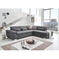 Ecksofa DIE PLANBAR "MP-IN17041 L-Form", grau, B:320cm H:85cm T:260cm, 100% Polyester, Sofas, Sitztiefenverstellung, optional mit Kopfteilverstellung & Bettfunktion