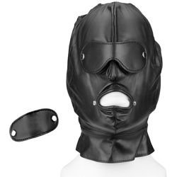 Leder-Maske mit abnehmbaren Partien, schwarz