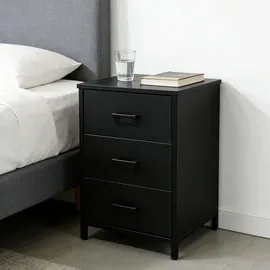 Relaxdays Nachtschrank 3 Schubladen 60 x 40 x 40 cm Schwarz