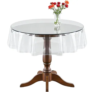 Transparente Tischdecke Runde,Tischdecke aus PVC,Tischdecke Transparent Rund Abwaschbar,Tisch Schutz,Tschdecke Plastik Transparen(Runde,Durchmesser 152 cm)
