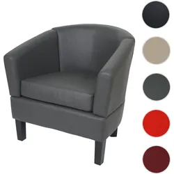 Lounge-Sessel HWC-O17, Sessel Clubsessel Cocktailsessel, FSC¬Æ-zertifiziert Kunstleder ~ grau