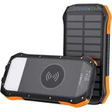 Choetech Solar Powerbank mit induktivem Laden 20000mAh PD 20W / QC 18W / Qi 10W orange (B657)