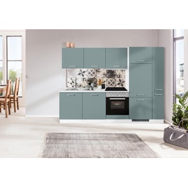 Held Küchenzeile »Visby«, mit E-Geräten, Breite 270 cm inkl. Kühlschrank, grün