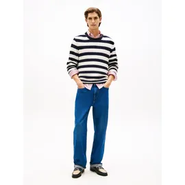 Tommy Hilfiger Rundhalspullover Gestreifter Relaxed Fit Blau M