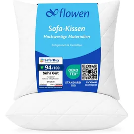 Flowen Kissen 40x40 Kopfkissen 2er Set für Sofa und Bett Innenkissen Hypoallergene Anti-Milben Kissenfüllung mit Weicher Gesteppter Kissenbezug 100% Polyester für Haus/Hotel