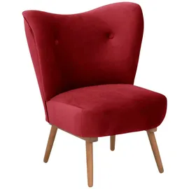 58 aufm Kessel Cocktailsessel Kayra Samtvelours 72 x 90 x 74 cm Rot mit Relax-Funktion
