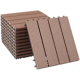 Tectake tectake® Terrassenfliesen, 11er Set im Klicksystem, mit Drainage, 31 x 31 x 2,2 cm