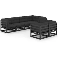 vidaXL 7-tlg Garten-Lounge-Set mit Kissen Massivholz Kiefer