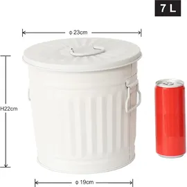 Jinfa Ascheeimer Metall 21,5 cm Höhe 7 l grau