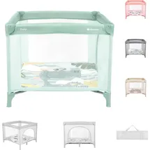 KIKKABOO Laufstall Enjoy, Reisebett klappbar, Matratze, Sichtfenster, Tragetasche türkis