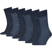 Socken TOMMY HILFIGER "TH MEN SOCK 6P TIN GIFTBOX BIRDEYE", Damen, Gr. 39-42, navy, Obermaterial: 64% Baumwolle, 35% Polyamid, 1% Elasthan, Socken Socken