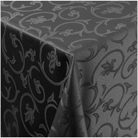 Moderno Tischdecke Tischdecke Stoff Damast Barock Jacquard Ranken Design mit Saum, Oval 160x280 cm schwarz Oval 160x280 cm