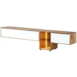 MASSIVMOEBEL24.DE Wien Lowboard 240 cm x 55 cm x 43 cm Weiß/Geölt Glas/Holz/Massivholz