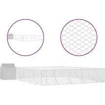 vidaXL Hundezwinger 12 x 12 x 2,5 m Stahl Silber