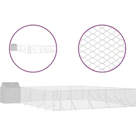vidaXL Hundezwinger 12 x 12 x 2,5 m Stahl Silber
