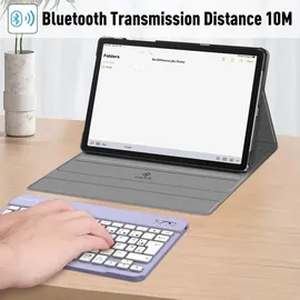 Fintie Tastatur Hülle für Samsung Galaxy Tab A9 Plus 11 Zoll (2023) Lila Marmor