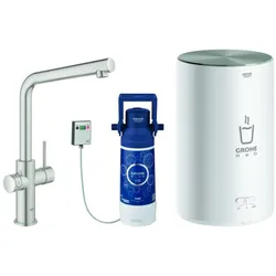 GROHE Armatur und Boiler GROHE Red Duo 30327 1 M-Size L-Auslauf supersteel
