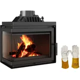 KRATKI Kamineinsatz Simple 8 kW – Kamineinsatz Holz mit Seitenscheibe – Türanschlag Links – Energieeffizienzklasse A – 70,1 x 60 x 36 cm – Scheibenspülung Hitzebeständige Handschuhe inklusive