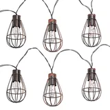 Nowa LEDs Solar Lichterkette Aussen Solarlampe Garten Dekoration Retro Stil, Metall rost, 20x LED warmweiß, l 200 cm