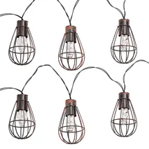 Nowa LEDs Solar Lichterkette Aussen Solarlampe Garten Dekoration Retro Stil, Metall rost, 20x LED warmweiß, l 200 cm