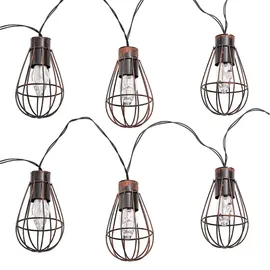 Nowa LEDs Solar Lichterkette Aussen Solarlampe Garten Dekoration Retro Stil, Metall rost, 20x LED warmweiß, l 200 cm