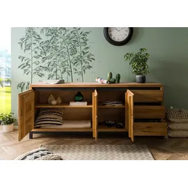 Massivmoebel24 Sideboard Wildeiche 210x45x85 natur geölt VILLANDERS #152