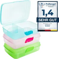 2friends Brotdose Kinder mit Fächern, Brotdosen 3 Stück, Lunchbox
