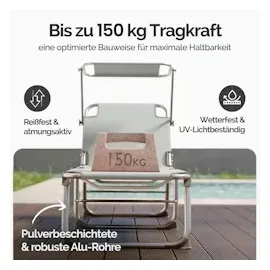 CASARIA Sonnenliege 2er-Set klappbar 200 x 60 x 80 cm Creme