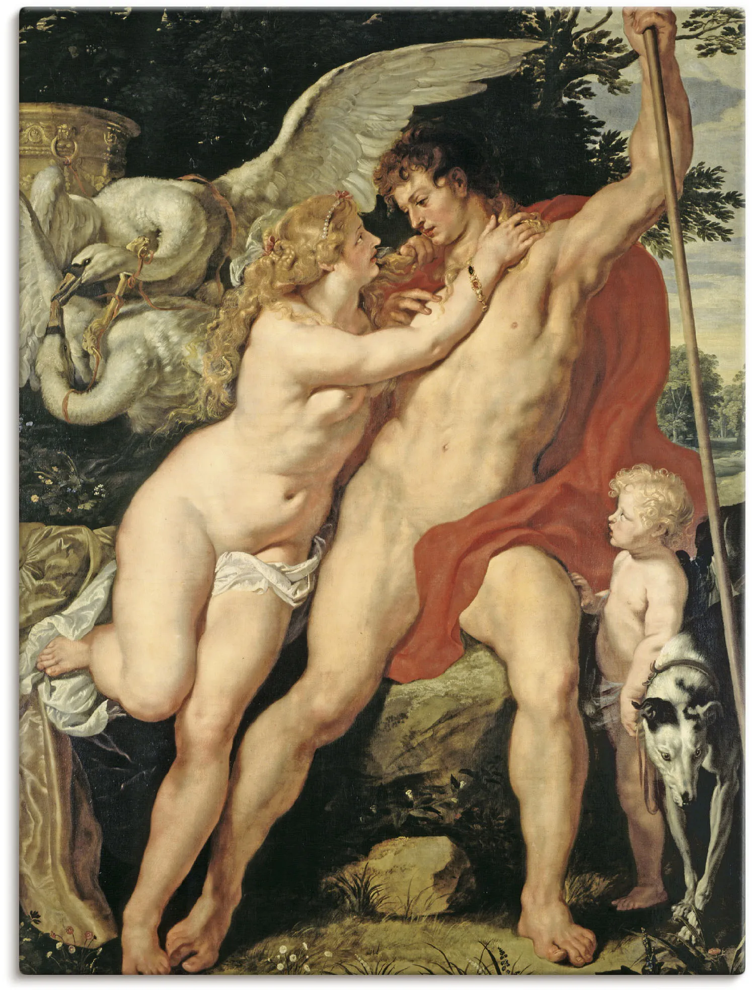 Wandbild ARTLAND "Venus und Adonis. Um 1610" Bilder Gr. B/H: 90 cm x 120 cm, Leinwandbild Paar, 1 St., bunt Kunstdrucke als Leinwandbild, Wandaufkleber in verschied. Größen
