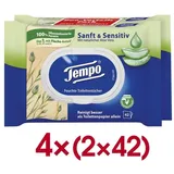 Tempo 4x Doppelpack Feuchtes Toilettenpapier »Sanft & Sensitiv« weiß