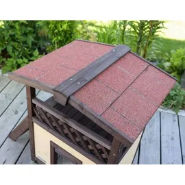 Kerbl Katzenhaus 4-Seasons Deluxe beheizbar 88x57x77 cm Dunkelbraun/Rot