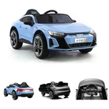 ES-Toys Kinder Elektroauto Audi E-Tron GT, EVA-Reifen, Softstart, Stoßdämpfer blau