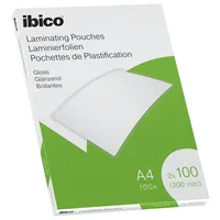 Ibico Laminierfolien A4 100 mic), 100 Stück, Glänzende Heißlaminierfolien,