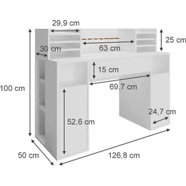 Vicco Schreibtisch Basteltisch XL Weiß
