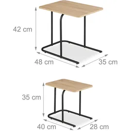 Relaxdays Satztisch Hellbraun Holzoptik 48 x 42 x 35 cm