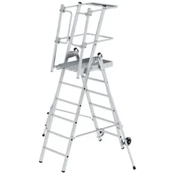 Podestleiter 6 Spr., Ausleger, Aluminium