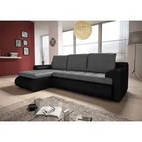 Ecksofa Santi II mit schmutzabweisender Stoff - Polsterecke L-Form, Schlafsofa mit Bettkasten, Sofa mit Schlaffunktion, Couch (Schwarz + Grau (Madr... - Schwarz/Grau