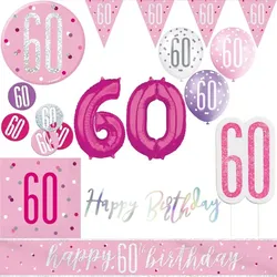 60. Geburtstag Deko pink silber Party Dekoration Set Geburtstagsdeko Jubiläum