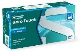 Semperguard® aeroTouch Einmalhandschuhe, puderfrei, blau, Unsterile weiche Nitrilhandschuhe mit strukturierten Fingern, 1 Packung = 300 Stück, Größe M (7-8)