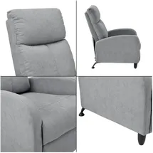 [en.casa] Relaxsessel Bregenz Textil 60 x 102 x 92 cm Hellgrau mit verstellbarer Rückenlehne
