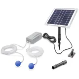 esotec Solar Teichbelüfter Set 6/200 Duo, LiFePO4 Akku, Teichbelüftung, Sauerstoffpumpe 200 l/h Luftleistung, Luftpumpe, Solarpanel 6W, Erdspieß 101849