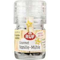 RUF Gourmet Vanille-Mühle, Gewürz-Mühle aus Aroma sicherem Glas, Vegan, Verstellbares Mühlwerk, Vanilleschoten zum Backen und Kochen, 1 x 7,5 g