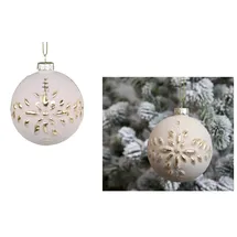 Chic Antique Weihnachtskugel mit Goldmuster Fleur, Ø 8 cm, antique puder
