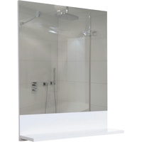 Mendler Wandspiegel mit Ablage HWC-B19, Badspiegel Badezimmer, hochglanz 75x60cm ~ weiß