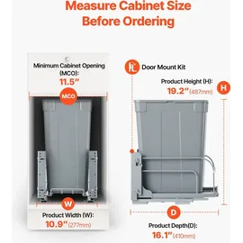 Vevor ausziehbarer Mülleimer 35 Qt Schwarz