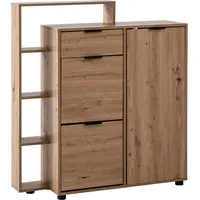 FineBuy Schuhschrank Schuhkipper Garderobe Eiche 110 cm Schuhkommode Flurschrank